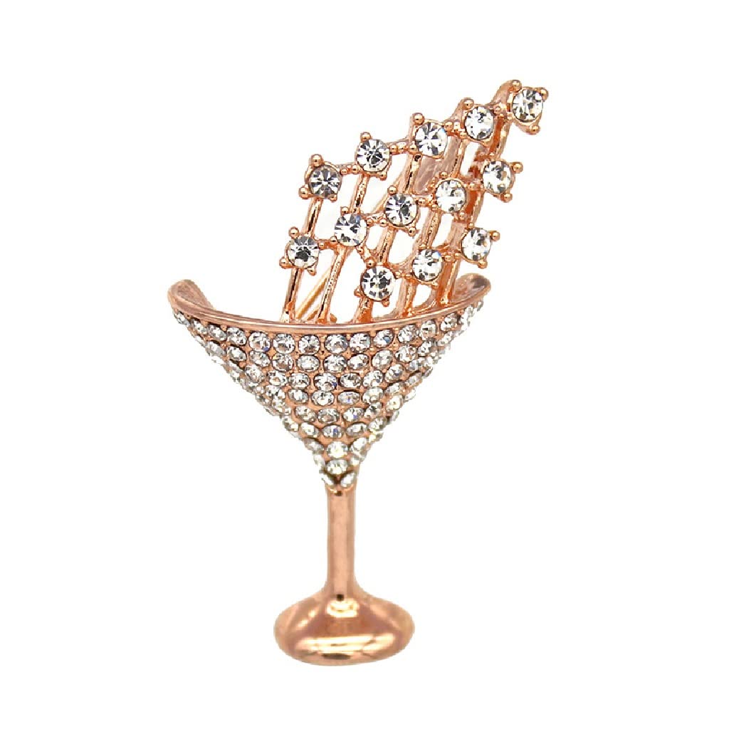 Broszka z kieliszka do wina ze stopu żeńskiego z diamentowymi szpilkami do stanika (kolor: D, rozmiar: 4,8 * 3,3 cm) (Argento 4,8 * 3,3 cm) (Argento 4,8 * 3,3 cm)
