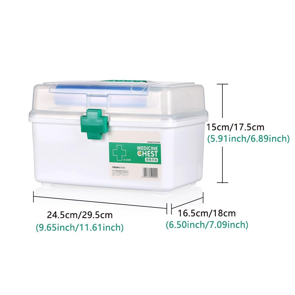 Duża apteczka do użytku domowego Przechowywanie w domu Mała apteczka Przenośny mały zestaw ratunkowy Pudełko do przechowywania apteczek (Color : Green, Size : L)