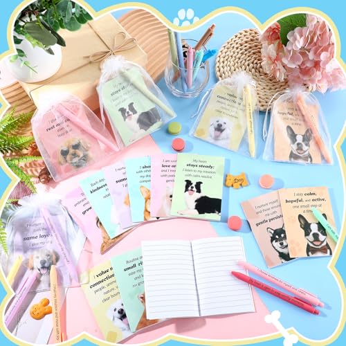 Image of Mooliwe 48 Pcs Positive Affirmation Gift Set Gratitude Notebooks with Pens Small Bags Motivational Encouragement Notepads Daily Affirmations Journal for Women Stress Relief Self Care (Dog)