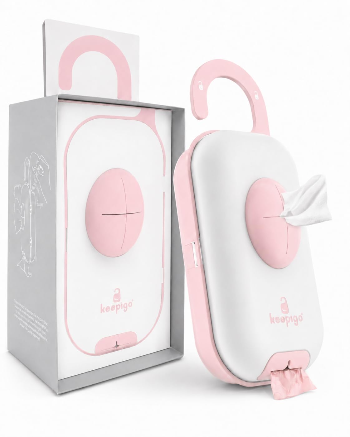 Baby pink Diaper Bag Wipe Dispenser | 3-in-1 Portable Diaper Caddy Organizer, Baby Wipe Holder with Disposable Bags | Baby Essentials for Newborns, Toddlers, Travel & Baby Shower Gifts-image-44