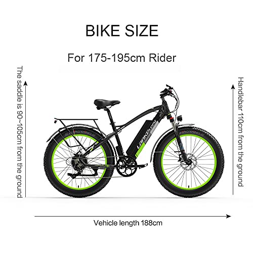 XC4000 26 Inch Electric Bike, Snow Bike With 4.0 Fat Tire, Mountain Bike for Men, Front & Rear Hydraulic Disc Brake - Image 3