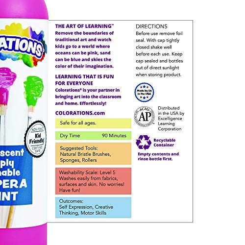 Colorations WSTAP Washable Tempera Paint, 16 fl oz, Apple Green, Non Toxic, Vibrant, Bold, Kids Paint, Craft, Hobby, Fun, Art Supplies