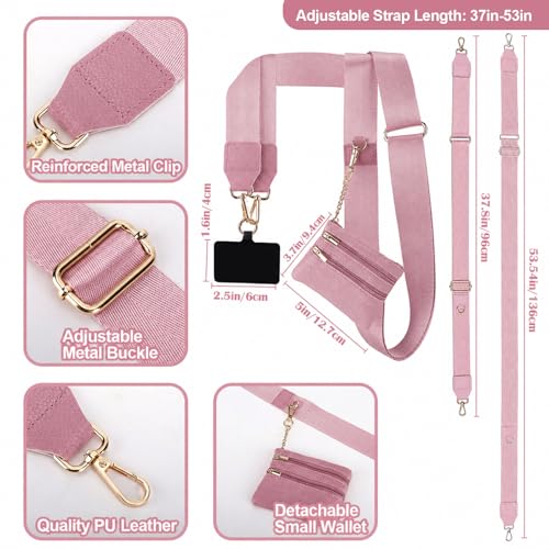 Image of XANGNIER Clip and Go Strap for Phone with Wallet Crossbody, Phone Strap with Zippered Wallet, Adjustable Anti Theft Cellphone Lanyard for Women, Cellphone Chain Accessories,Multicolor 26
