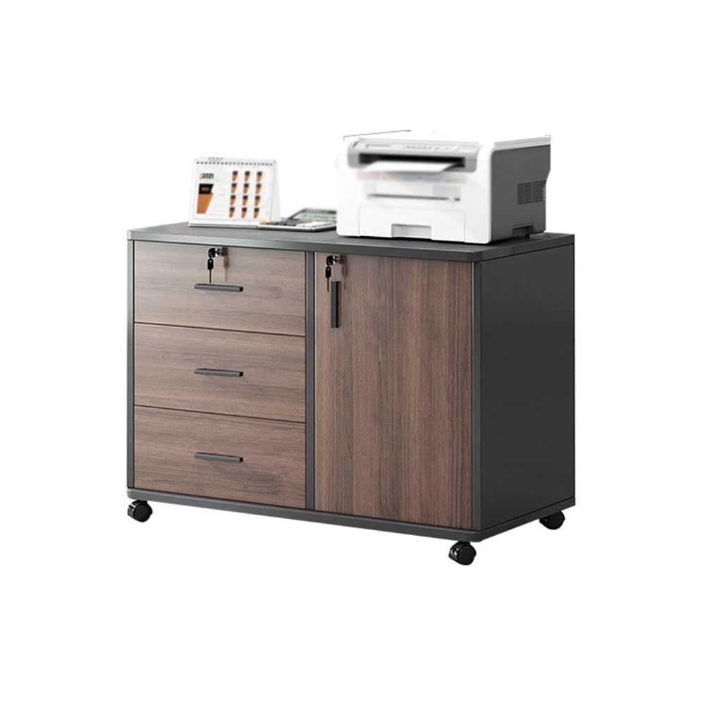 YNIYUJKL Filing Cabinet Desk Sideboard Filing Cabinet Cabinet Printer Cabinet Mobile Storage Cabinet Locking Drawer Cabinet File Storage Cabinets,Brown-One Size