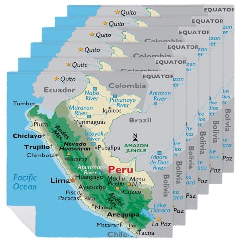 Servilletas de Tela Maps of Peru 6 PCS miniatura 1