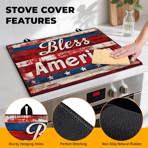 Image of Patriotic Stove Top Cover, Heat Resistant Electric Stove Protector Mat, Large Diatomite Kitchen Counter Mat, Independence Day Decor American Flag Kitchen Accessory (plank, 28x20 Inch)