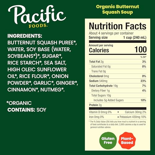 Image of Pacific Foods Organic Butternut Squash Soup, 32 oz Carton (Pack of 12)
