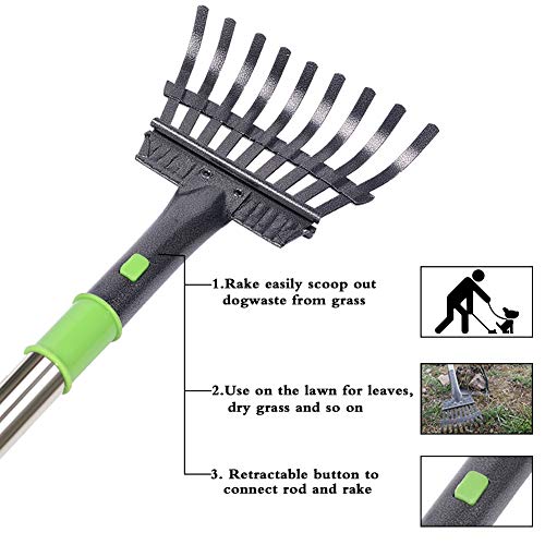 Juoifip Pet Pooper Scooper Set 37.4" Long Stainless Steel Handle, Metal Durable Pet Poop Tray And Rake Perfect For Small, Medium, Large, Xl Dog & Other Pets With Free Bag And Waste Bag Holder #TOP1