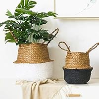 Daily Necessities Storage Seagrass Weaving Foldable Home Storage Bucket Toy Sundries Clothes Plants Basket - Grey XXL GlobalDeal