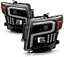 VIPMOTOZ Neon Tube LED Strip DRL Halogen Projector Headlight For 2016-2022 Nissan Titan/XD Matte Black Housing Smoke Lens Driver & Passenger Side Headlamp Assembly Replacement