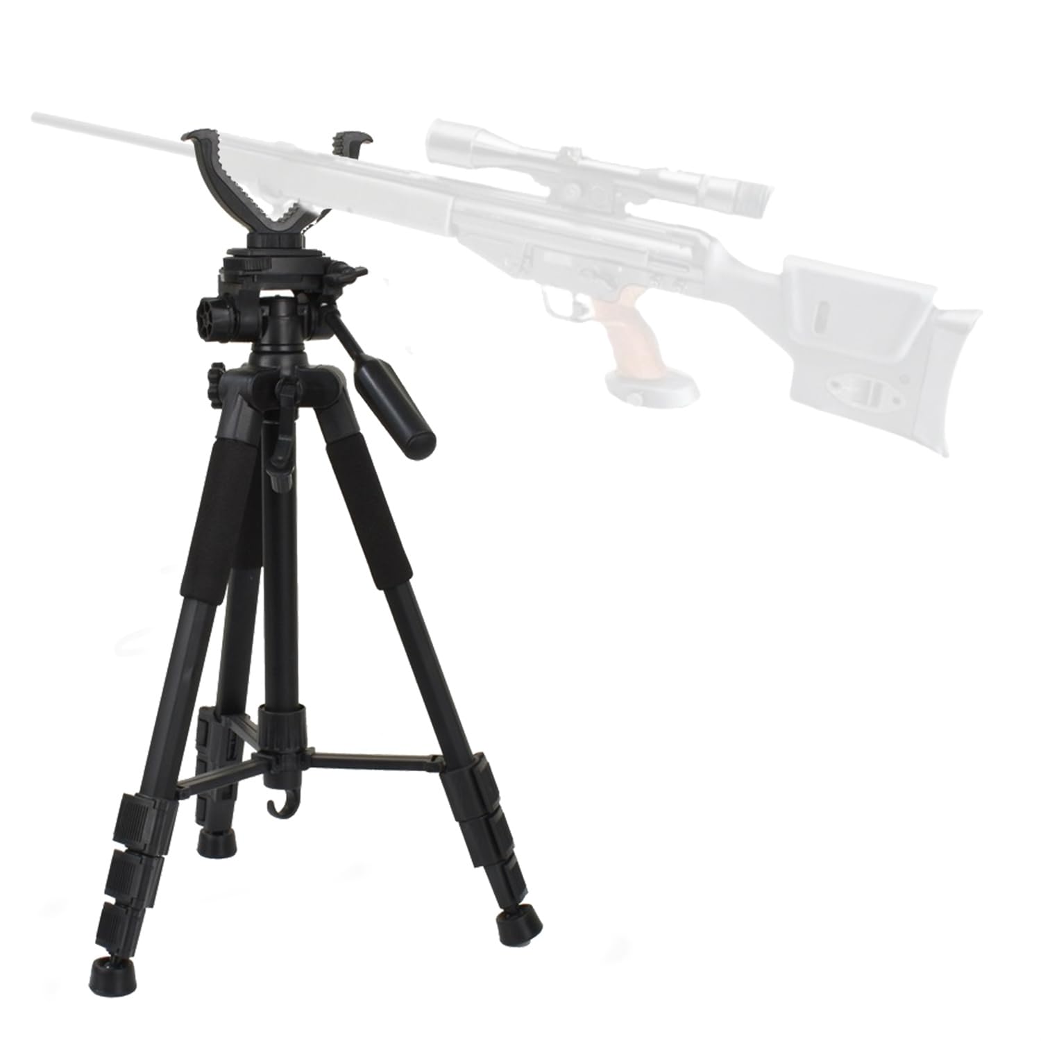 Bâton d'appui Tir pour Chasse Support de Trépied avec Fourche en V Pivotante à 360°, Hauteur Réglable de 21,6" à 59", Perche de tir légère en Aluminium pour Activités en Plein Air