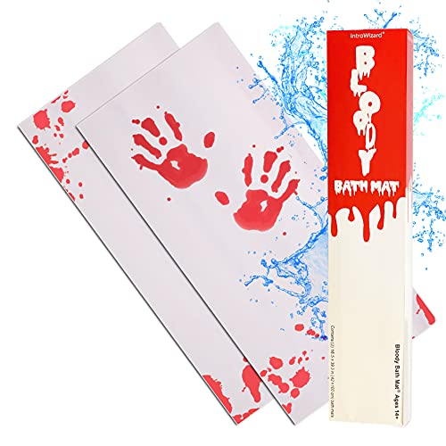 Image of Bloody Bath Mat - Combo Set of 2pcs, Turns Red When Wet, Footprints Disappear Like Magic (Mat Does Not Absorb Water), Great for Funny Gag Gifts, Footprints Disappear Like Magic