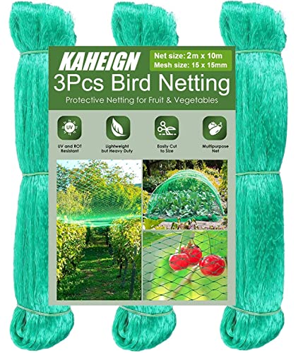 KAHEIGN 3 Piezas Red Anti-pájaros, 2m x 10m Jardín Red De Malla De Plantas Malla para árboles...