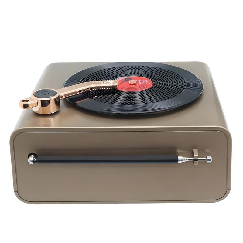 Drumstone (𝐄𝐱𝐥𝐮𝐬𝐢𝐯𝐞 𝟐𝟎 𝐘𝐞𝐚𝐫𝐬 𝐰𝐚𝐫𝐫𝐚𝐧𝐭𝐲) Retro Mini Record Player Bluetooth Speaker with AM/FM/SW Radio, USB TF Playback, Vintage Turntable Design Portable Music Speaker-image-43