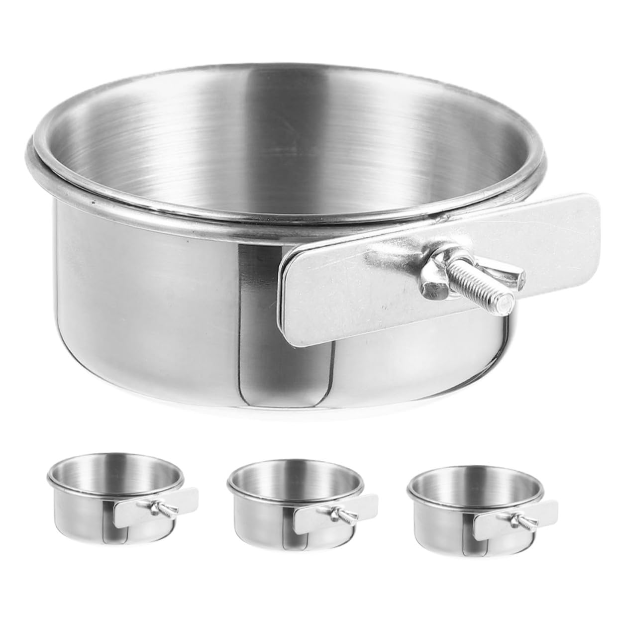 Mangiatoia in Acciaio Inossidabile 4 Set Ciotole Rimovibili 10 Cm Per Uccelli Da Gabbia e Voliera, Accessori Anti-masticazione Per Pappagalli e Storno