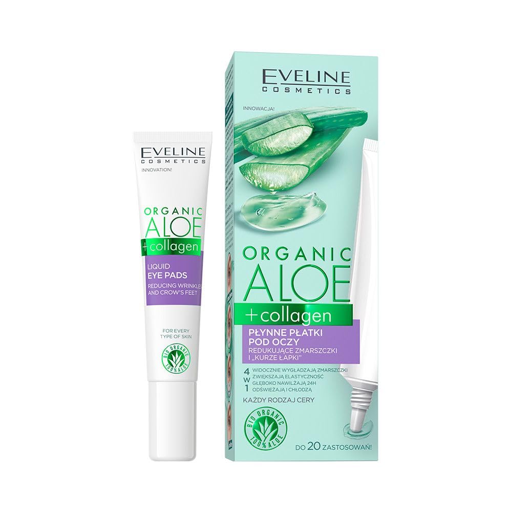 Eveline Cosmetics Organic Aloe + kolagen przeciwzmarszczkowe płatki pod oczy z matrixyl3000 i kolagenem akacjowym - 20 ml