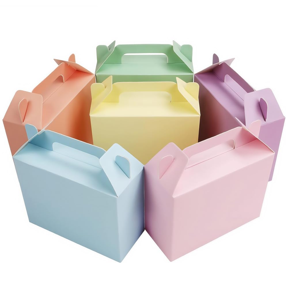 24 Pieces Party Box 15x9x9cm Thickened Paper Gift Packaging Box with Lid Multicoloured Treat Boxes Candy Snacks Gift Boxes DIY Boxes Party Birthday Wedding Supplies Lunch Boxes Baby Shower — image 1