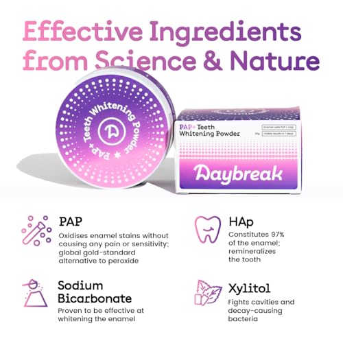 Image of Daybreak Teeth Whitening Powder 30g with PAP + HAp | At-Home Whitening Treatment | See Results in 7 Days | Helps Remove Years of Stains | Peroxide & Cruelty Free | 100% Enamel Safe | Pack of 1