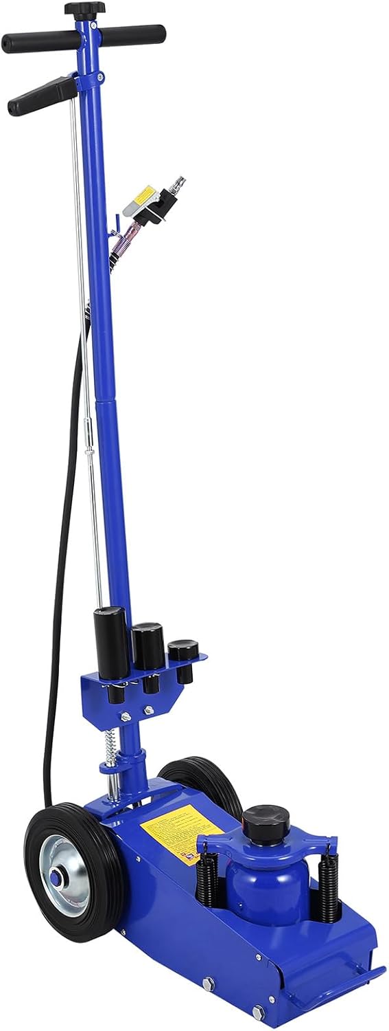 22 Ton Air Hydraulic Floor Jack, 44,000 LBS Capacity for Heavy Duty Trucks & Tractors, Low Profile 9 inch, with 4 Adapters, Dual Power (Air/Manual Hydraulic), 46" Adjustable Handle