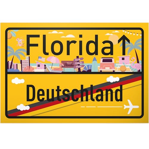 DankeDir! Florida Deutschland Ortsschild - Schild 30 x 20 cm - Geschenk Idee Gutschein Reise Urlaub Reisegutschein Männer & Frauen Geldgeschenk Abschiedskarte Geschenkidee Deko Karte