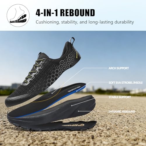 Image of Men's Wide Trail Running Shoes Comfortable Cushioned Hiking Walking Shoes with Arch Support Stability Non Slip Workout Cross Training Sneakers
