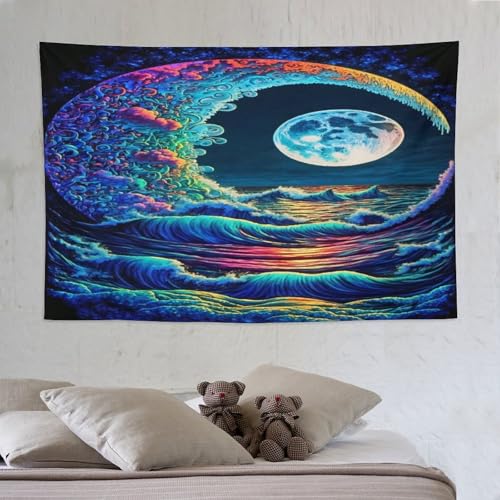 Tapisserie vagues colorées pour créer un coin de lecture apaisant dans une chambre à coucher