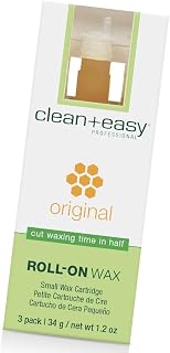 Clean+Easy Original Roll-On Wax Refills, 3 Pack - Beeswax & Pine Rosin for Gentle Face, Brow & Delicate Area Hair Removal