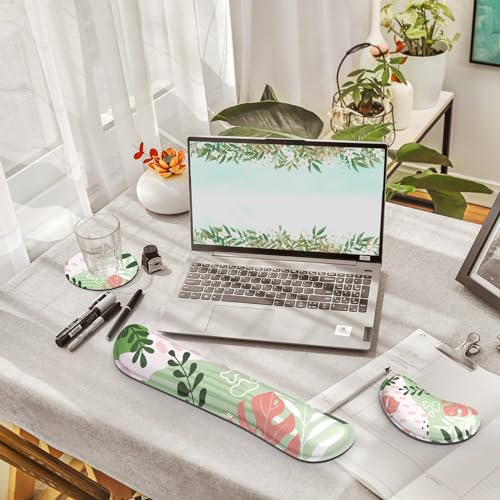 Image of Gimars Enlarge Silky and Superfine Fabric Gel Memory Foam Keyboard Wrist Rest Set, Ergonomic Keyboard Mouse Wrist Support for Typing Pain Relief, Comfort for Office, Gaming, Computer-Morandi Pink
