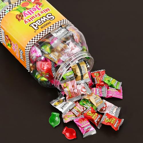Image of Swad Mix Fruit Jelly Candy, Soft & Chewy Assorted Sweets, 640g Jar