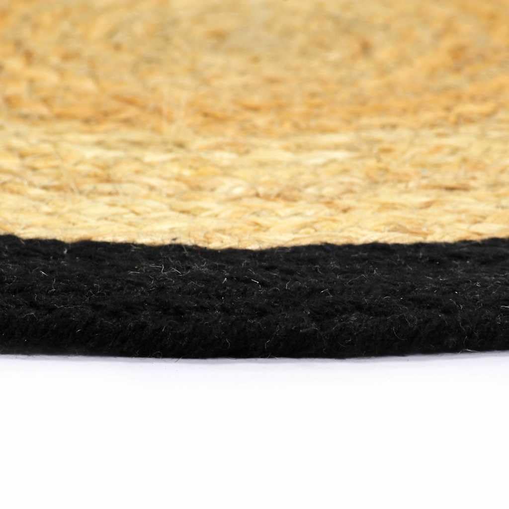 Lot de 6 sets de table naturels et noirs, faits à la main, en jute et coton, 38 cm de diamètre, antidérapants et faciles d'entretien, parfaits comme sets de table pour table à manger, cuisine