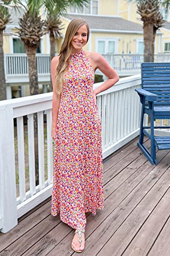Image of STYLEWORD Women's Summer Floral Halter Maxi Dress Vacation Semi Formal 2026
