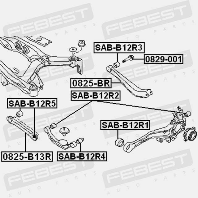 Miniatura 2 de Brazo Buje Asamblea Trasera Febest SAB-B12R2 OEM 20254-AE020