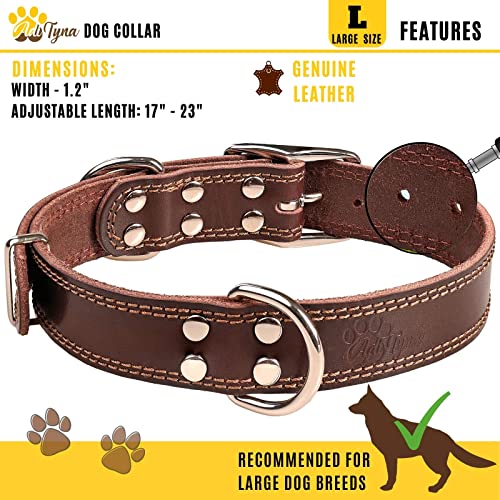 ADITYNA Heavy Duty Leather Dog Collar for Large Dogs - Large Dog Collar Gift Ideea for Dog Lovers - Soft and Strong, 100… - Image 4