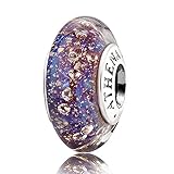 ATHENAIE Murano Glass 925 Silver Core Multi-Clear CZ Charms Bead for Bracelet