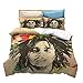 AmenSixye Juego de Cama con Estampado 3D de Bob Marley, Fundas de edredón, Fundas de Almohada, Juego de Cama, Ropa de Cama, Lino (sin sábana) 180x210cm 3pcs