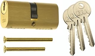 Ironmongery SolutionsĀ® 5-Pin Oval Profile Double Door Cylinder | Durable Security Lock Barrel for uPVC, Timber & Aluminium Doors (Brass, 40mm/40mm)