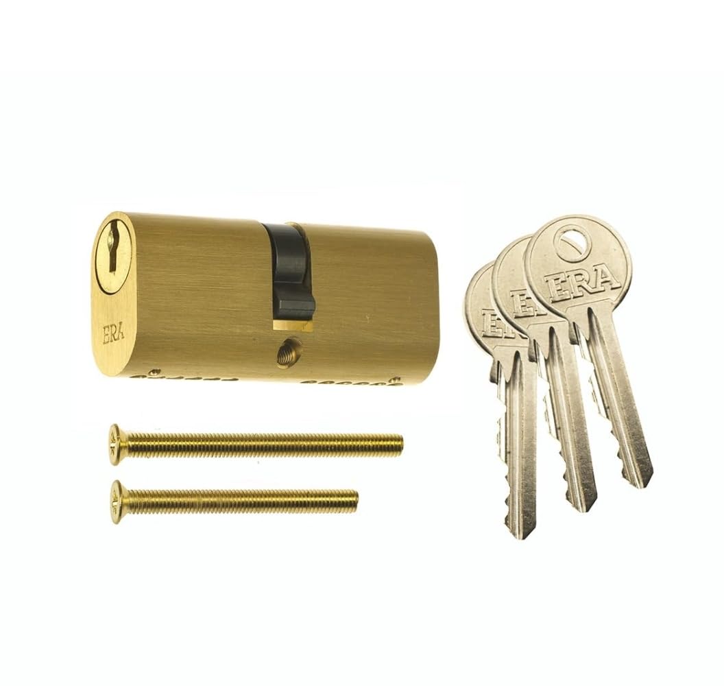 Ironmongery Solutions® 5-Pin Oval Profile Double Door Cylinder | Durable Security Lock Barrel for uPVC, Timber & Aluminium Doors (Brass, 35mm/35mm)
