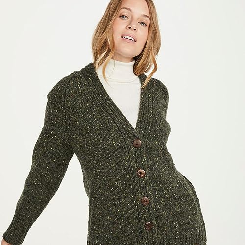 Ladies Irish Shetland Wool V-Neck Cardigan, 5 Buttons, 2 Pockets, Multiple Colors4