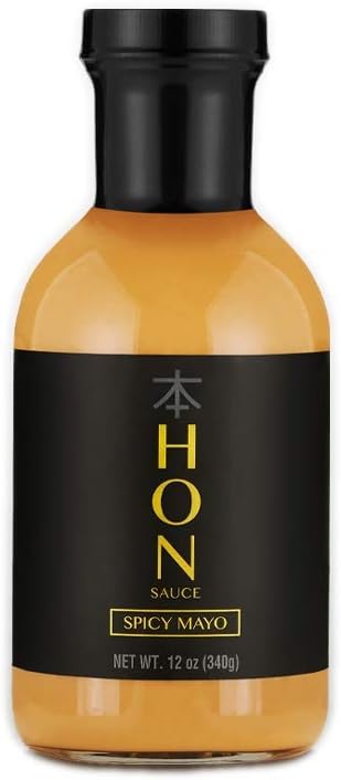 Spicy Mayo Flavored Japanese Mayonnaise with Sriracha Aioli, Sushi Sauce, Our Original Siracha Chipotle Blend | Kimchi Non GMO Hon Sauce 12 oz Bottle