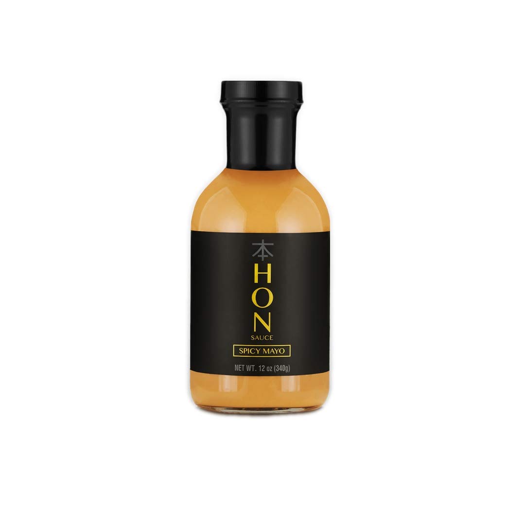 Spicy Mayo Flavored Japanese Mayonnaise with Sriracha Aioli, Sushi Sauce, Our Original Siracha Chipotle Blend | Kimchi Non GMO Hon Sauce 12 oz Bottle