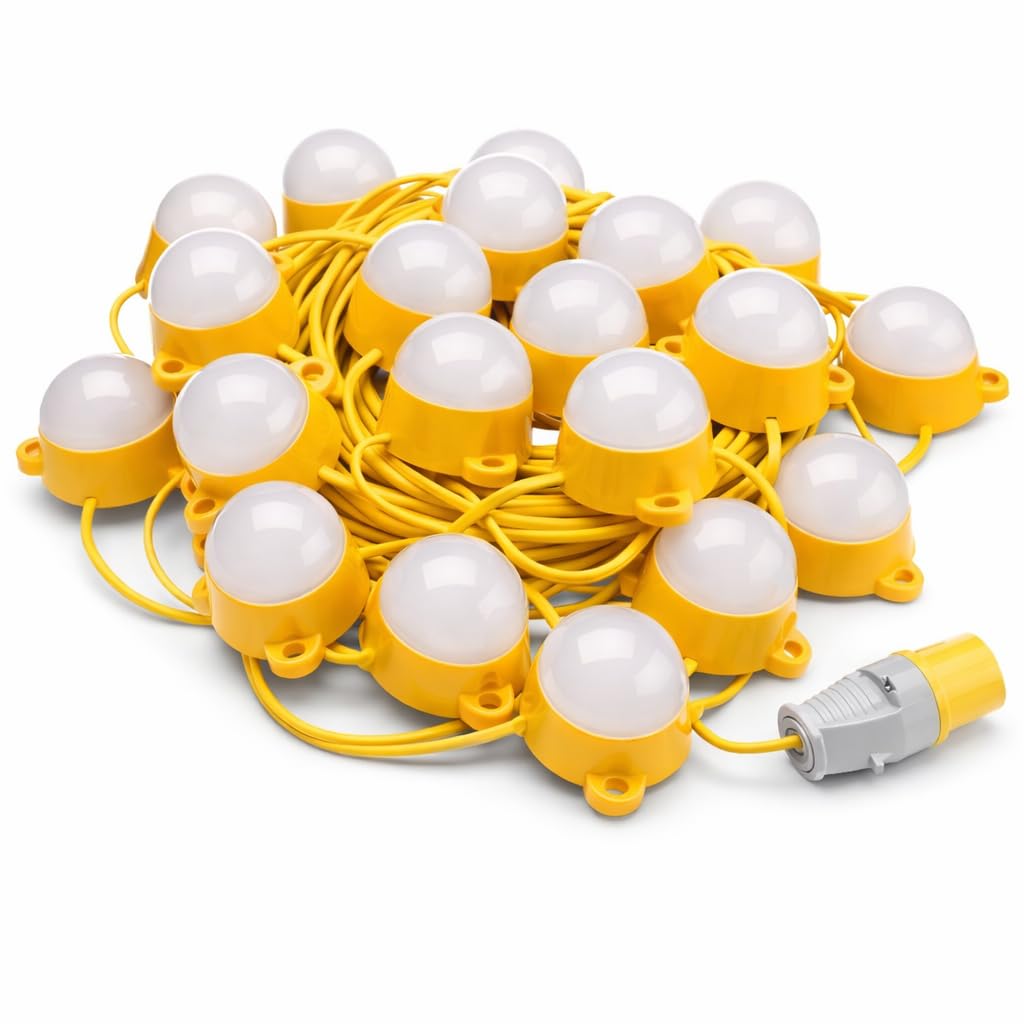 LEDBRITE 110V Site Lighting LED Festoon Rope Light Kits IP44 6500K 41M 100W for Site Lighting, Commercial Sites, Factories, Warehouses and More...