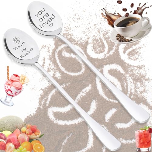 2 Stück Löffel Mit Gravur, Nutella Kaffeelöffel Edelstahl, You Are Loved für Frauen, Valentinstag Hochzeitstag Geschenk für Paare Partner,...