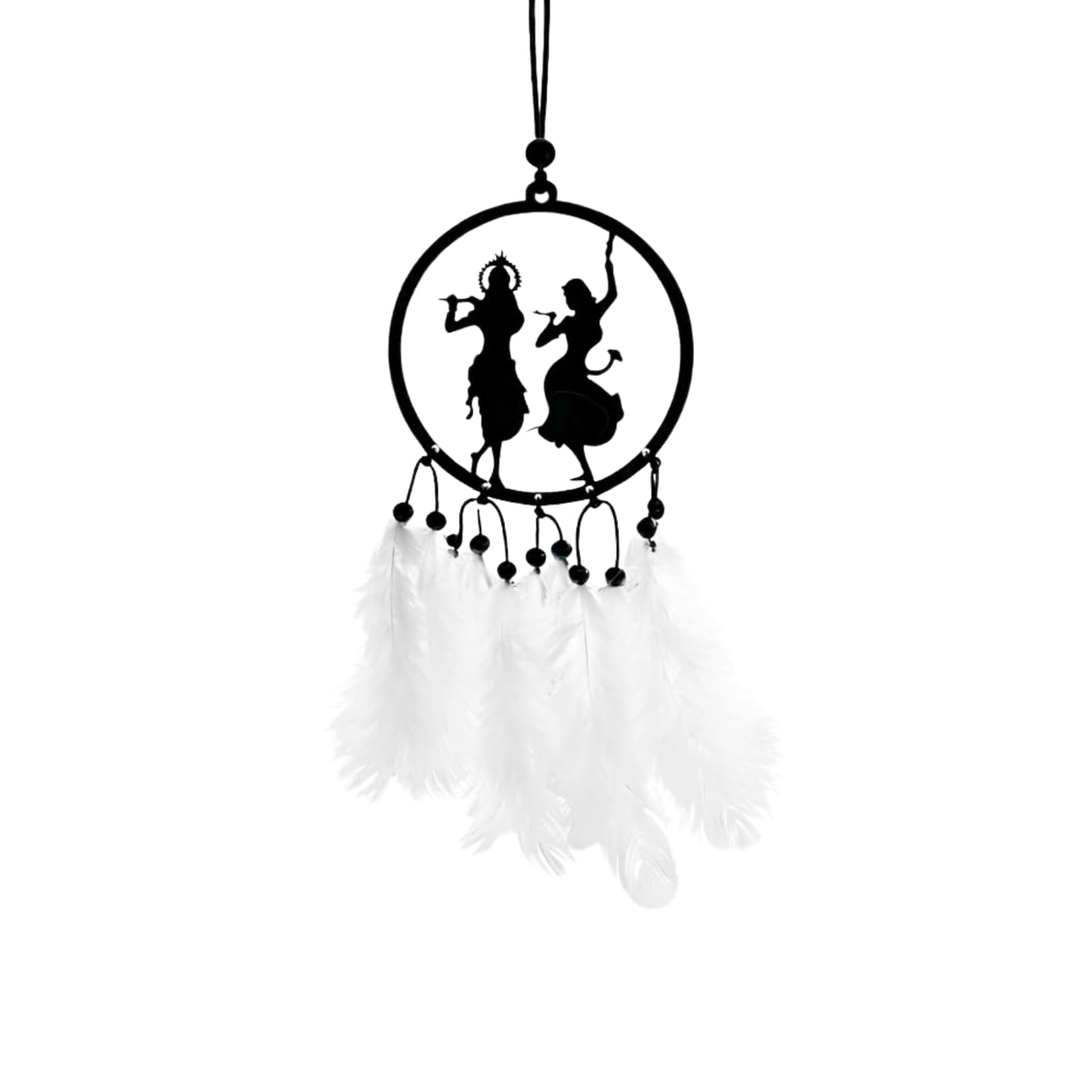 Radha Krishna Dream Catcher Car Hanging Ornament for Rear View Mirror | Spiritual Car Decoration Accessories Interior | Positive Vibes Lucky Charm Gift for Car, Home & Office-image-34
