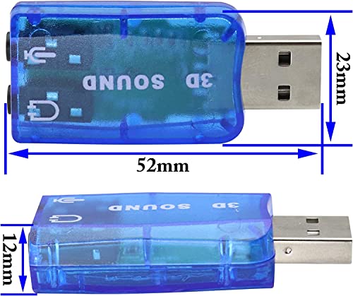 Image of PC Sound Card Adapter, Meshiv USB 2.0 Virtual External Mic Speaker Adapter 3D 5.1 Channel Audio Connector Built-in Digital Class-B Power Amplifier (Integrated 2 Channel)