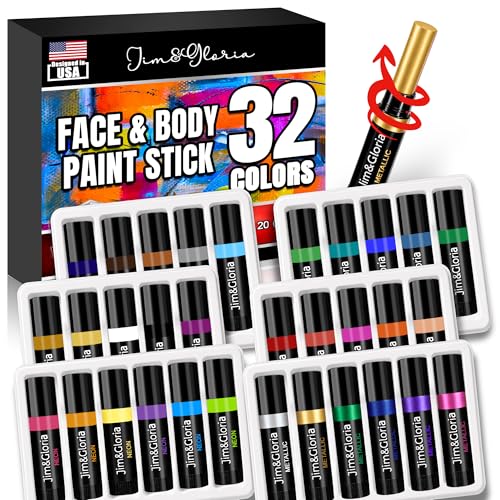 Jim&Gloria Face Paint Kit Bulk 32 Colors