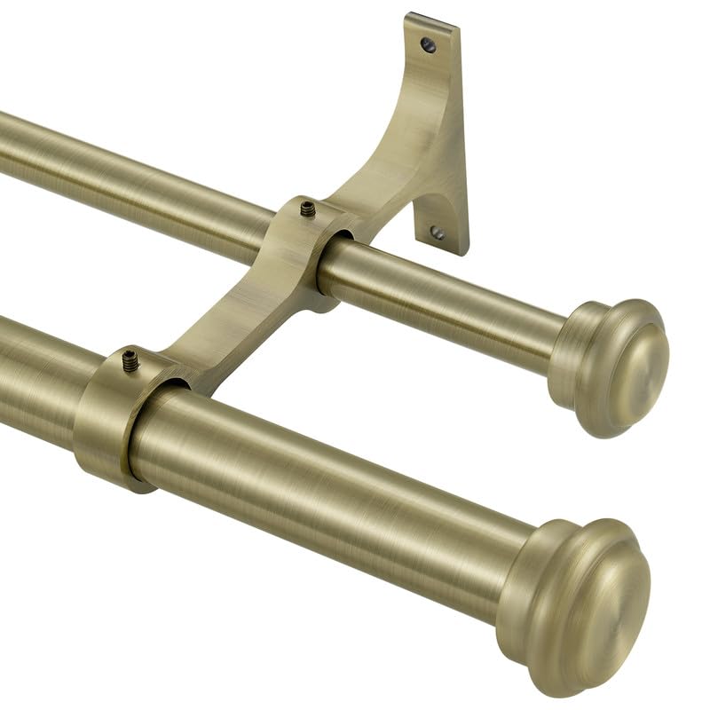 Bastoni per tende doppi in bronzo anticato, 182,9-365,8 cm, con design telescopico regolabile e terminali terminali