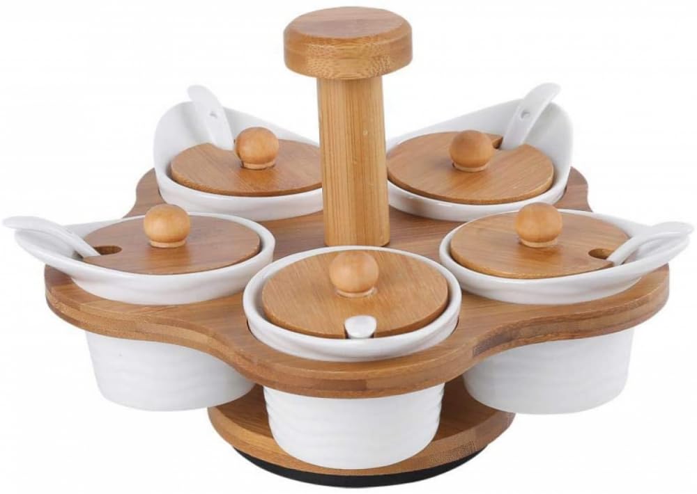 VHJdtE Seasoning jars, 5 in 1 Ceramic Condiment JarSet