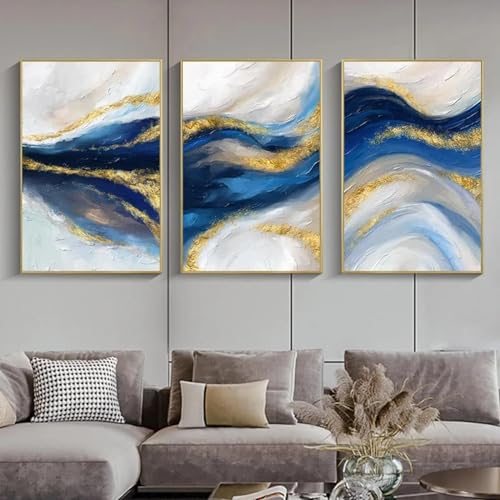 Peinture d'océan abstraite contemporaine | Décoration maison affiches d'art sur toile 40x60cm