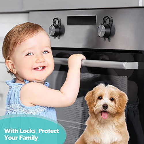 Stove Knob Locks (5 Pack), Stove Stoppaz Child Safety Guards, Durable Design - Baby and Pets Proof (Dark Black) - Thumbnail 4