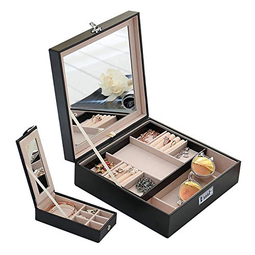Preisvergleich Produktbild 3-Code Zahlenschloss Schmuckkästen Schmuckkoffer abschließbar Veranstalter mit Spiegel und Schloss Schmuckschatulle Schmuckschatulle Schmuckkoffer Kosmetikkoffer